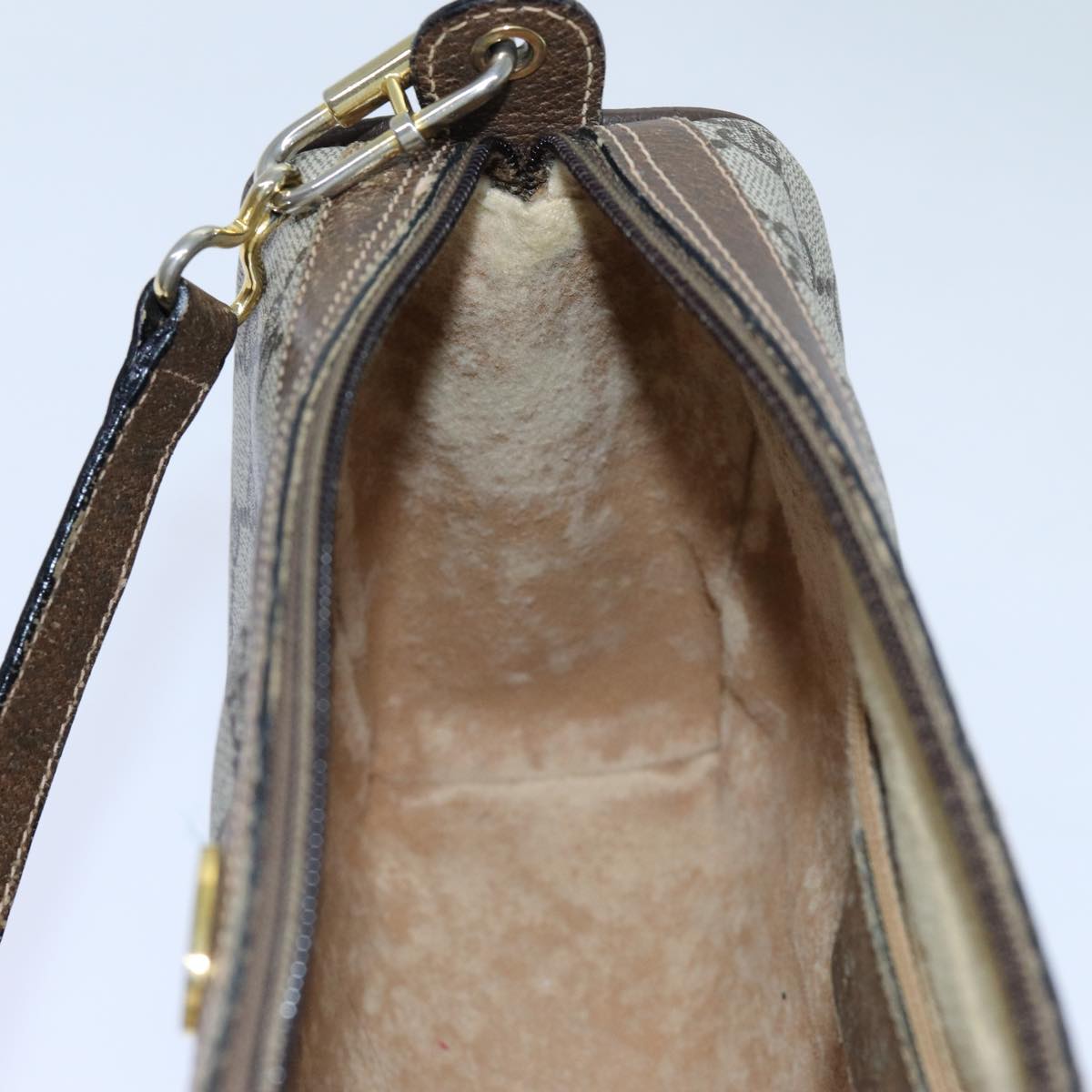 GUCCI GG Canvas Web Sherry Line Shoulder Bag PVC Beige Green Red 72609