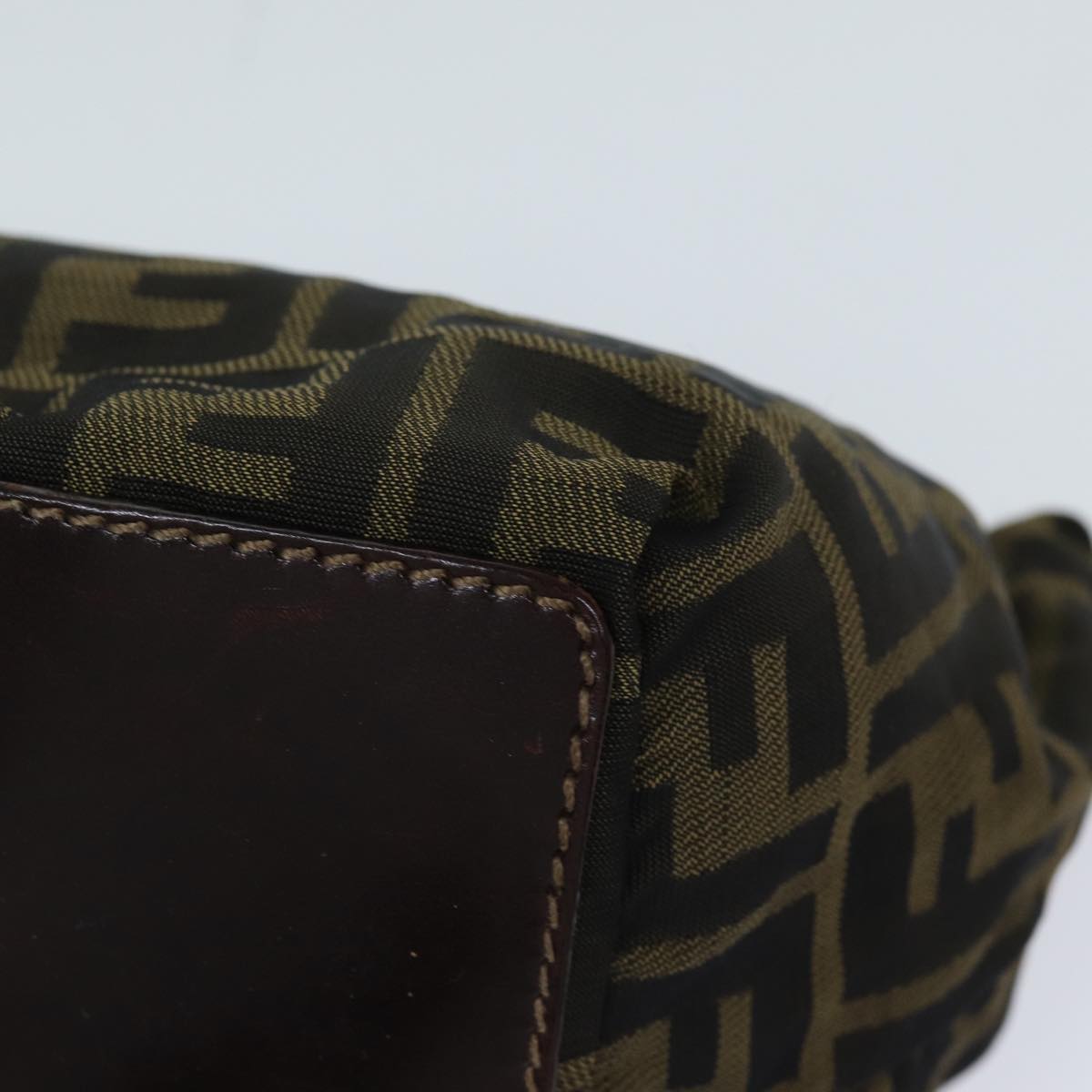 FENDI Zucca Canvas Hand Bag Brown Black 72618