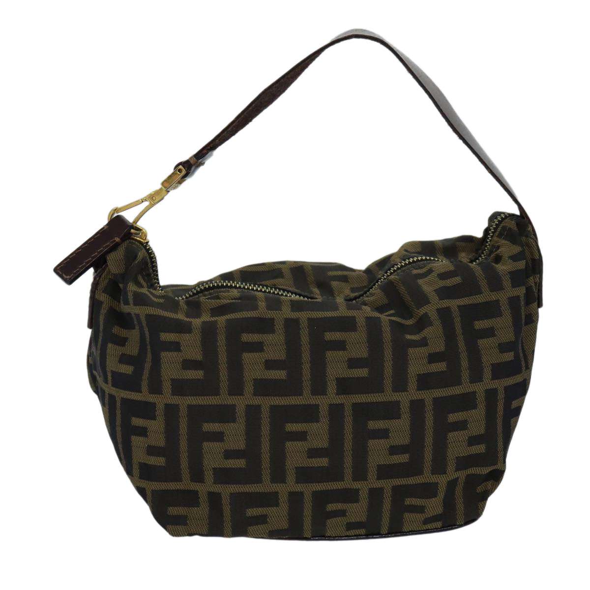 FENDI Zucca Canvas Hand Bag Brown Black 72618
