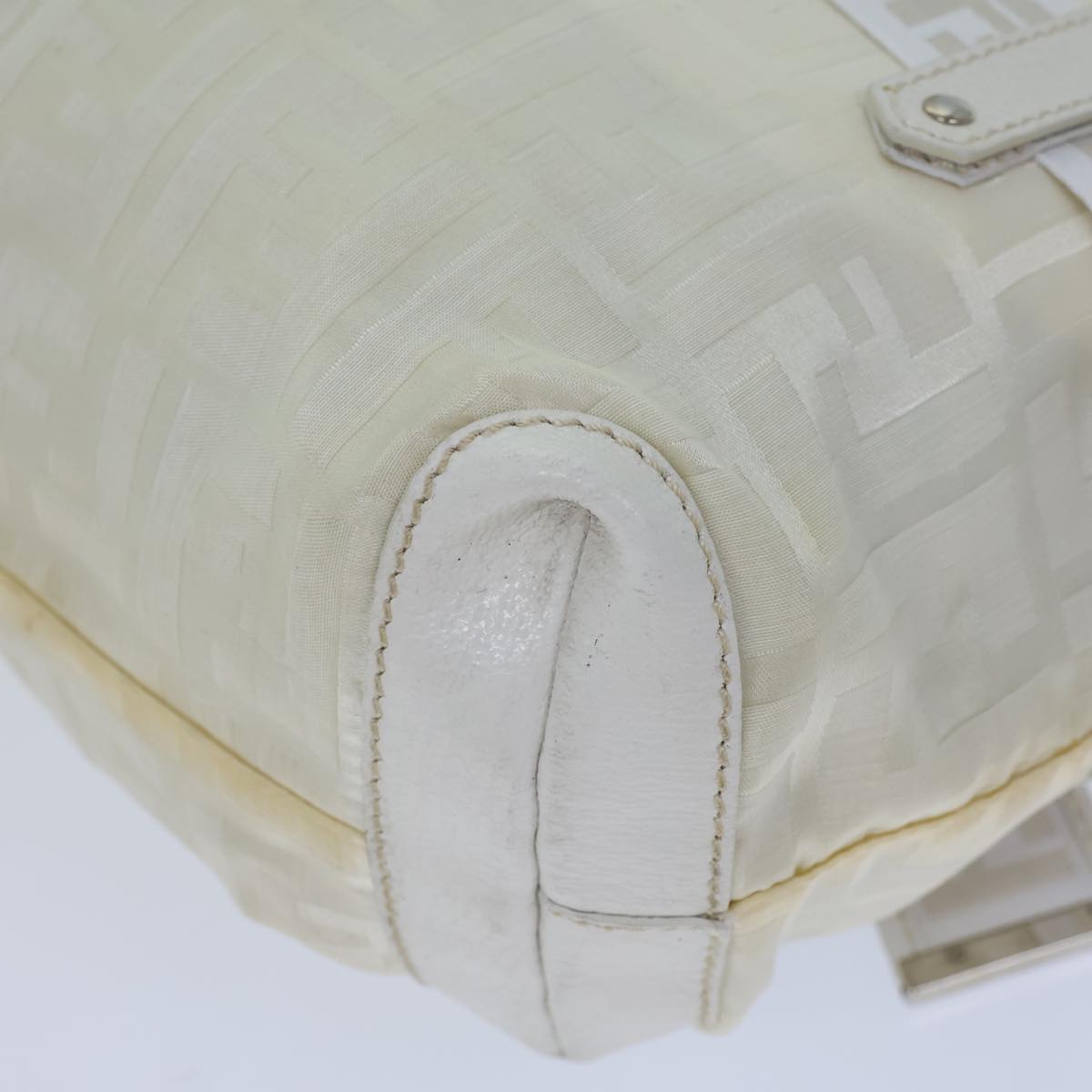 FENDI Zucca Canvas Hand Bag Nylon White 72631