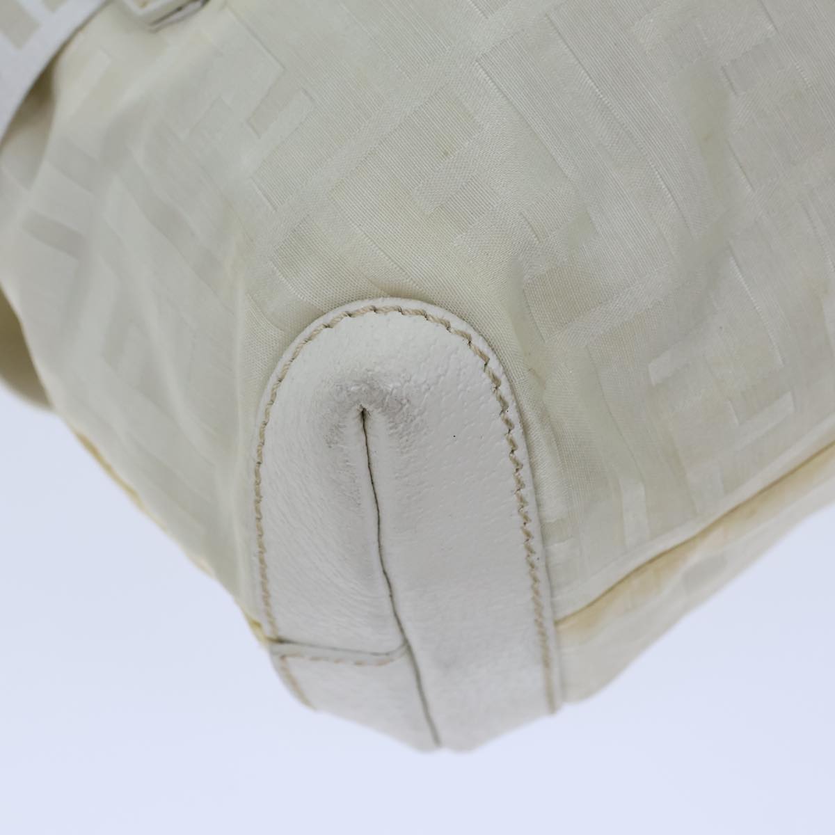 FENDI Zucca Canvas Hand Bag Nylon White 72631