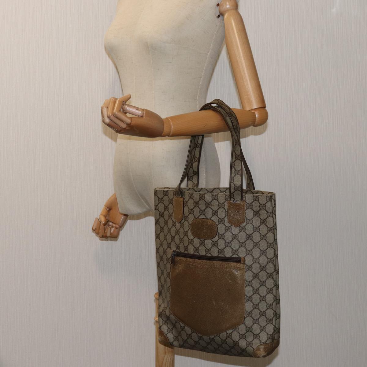 GUCCI GG Canvas Tote Bag PVC Beige 72633