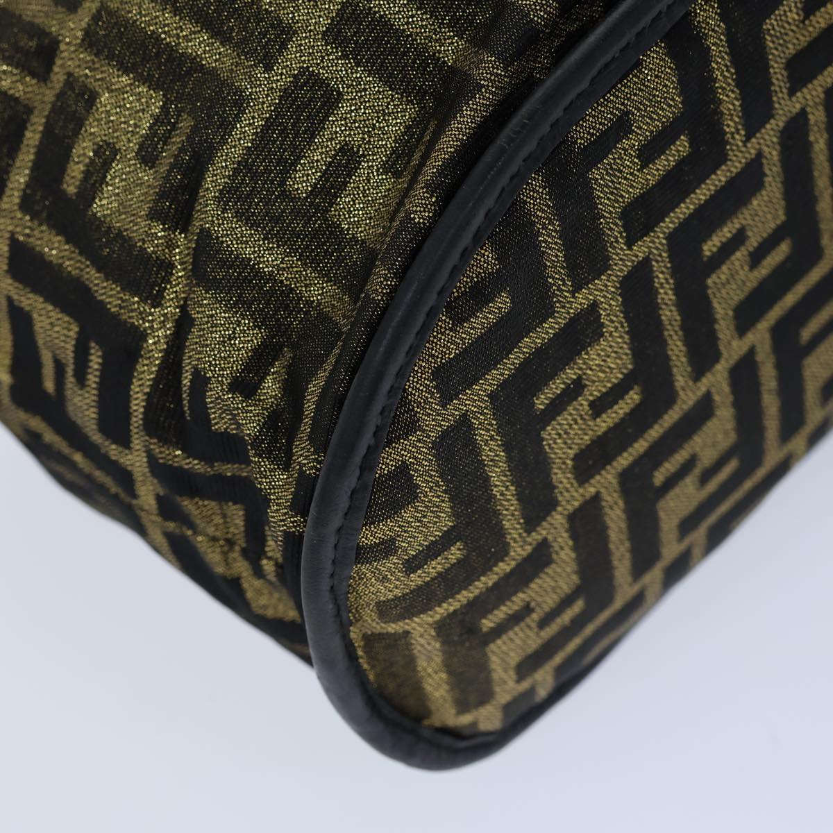 FENDI Zucca Canvas Vanity Hand Bag Gold Black 72634