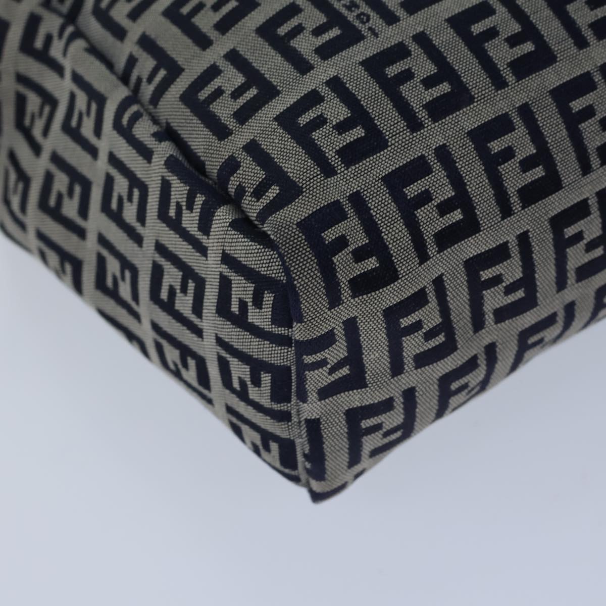 FENDI Zucchino Canvas Hand Bag Navy White 72635