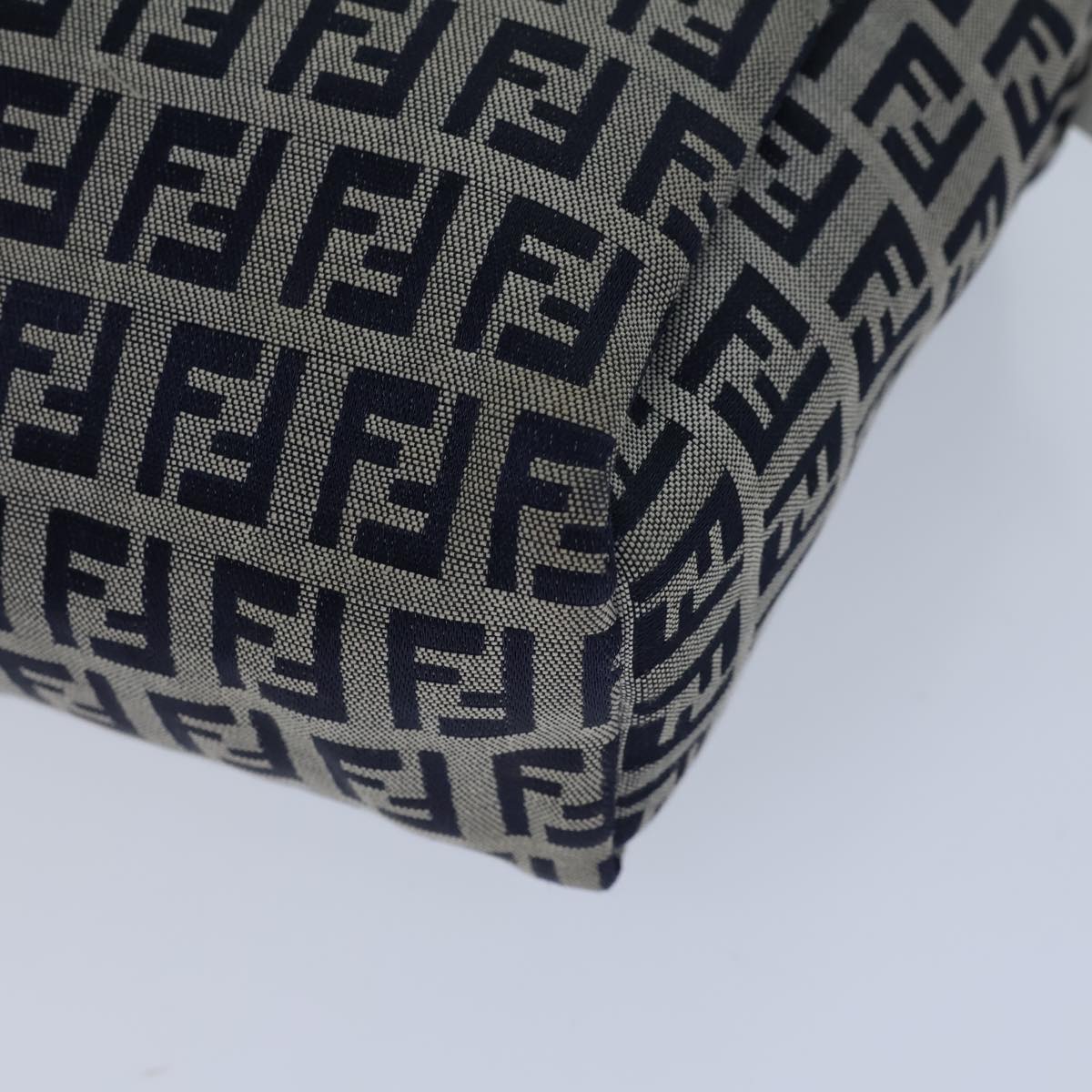 FENDI Zucchino Canvas Hand Bag Navy White 72635