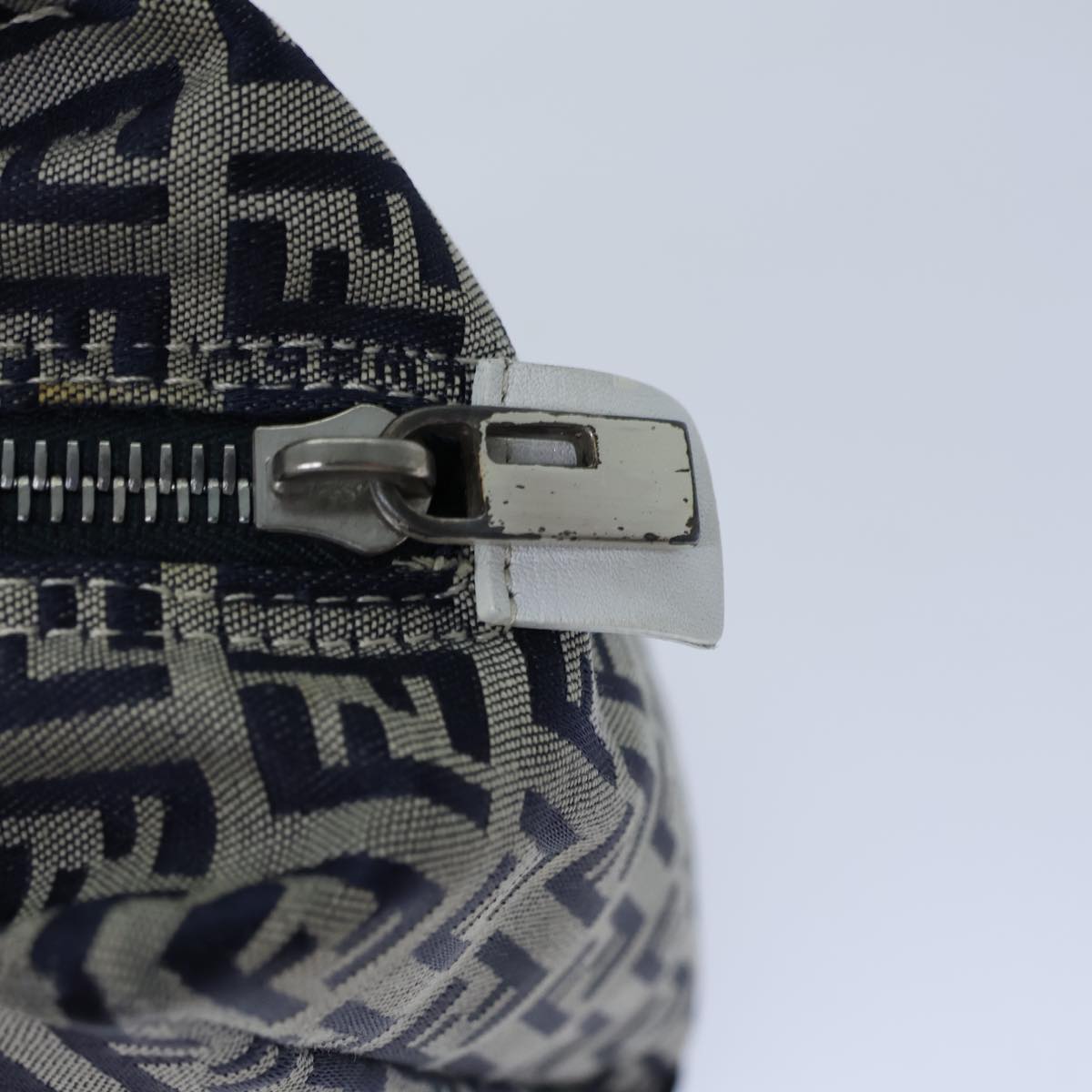 FENDI Zucchino Canvas Hand Bag Navy White 72635