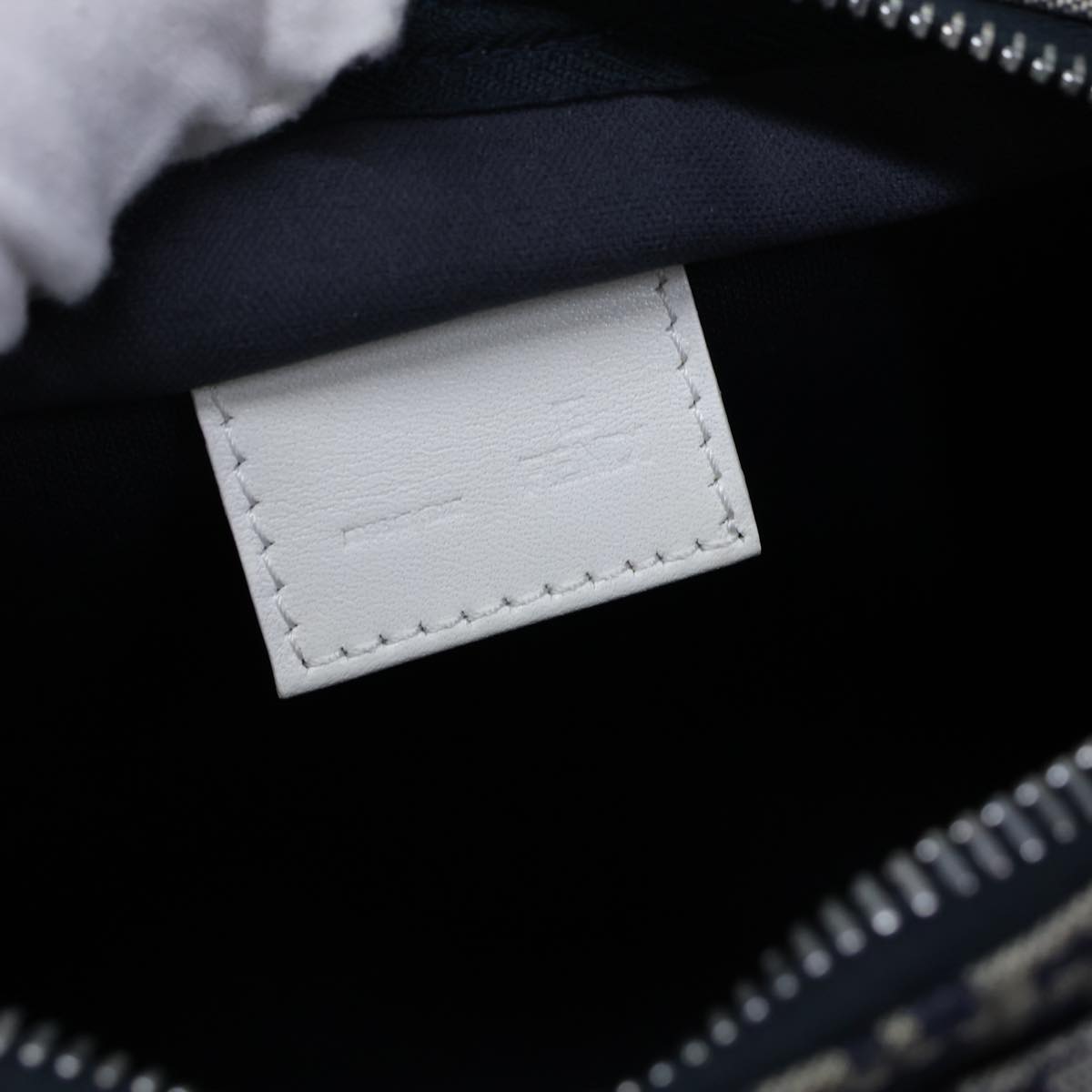 FENDI Zucchino Canvas Hand Bag Navy White 72635