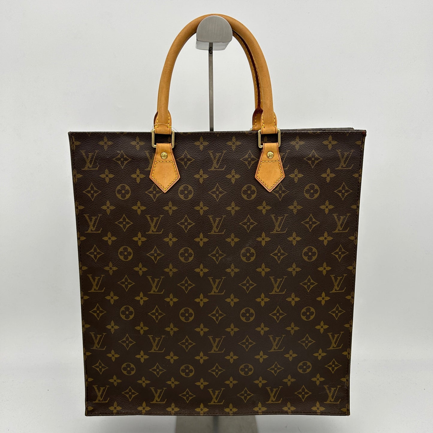 Louis Vuitton Sac Plat Monogram Brown Leather Tote Bag Medium