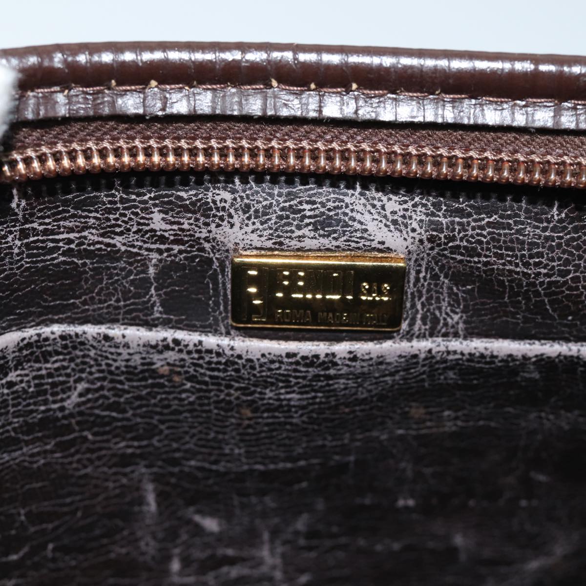 FENDI Zucca Canvas Clutch Bag Brown Black 72651