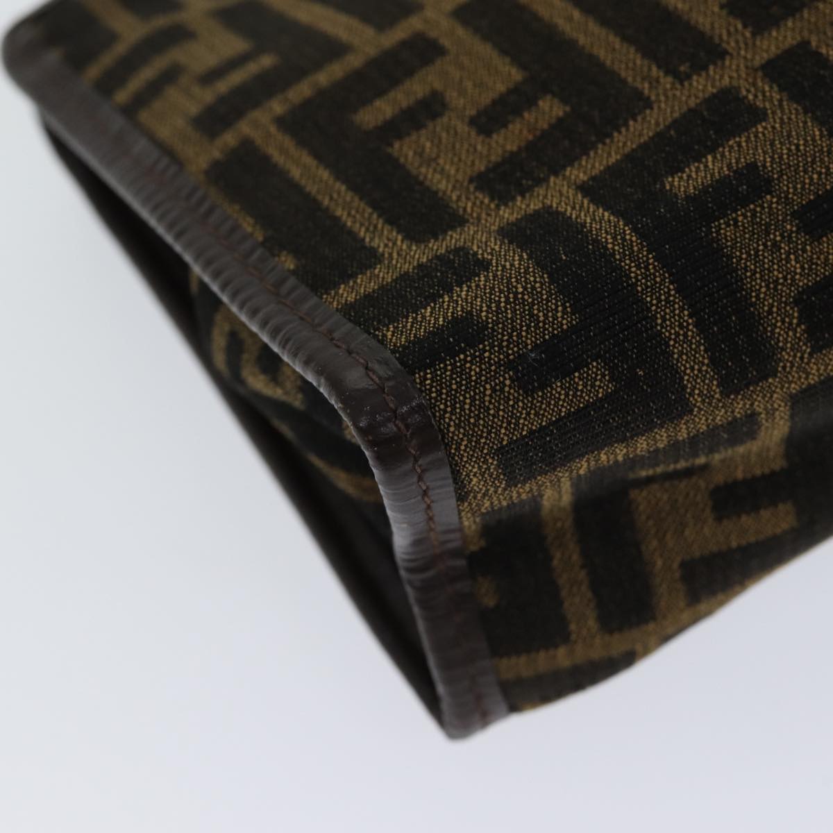 FENDI Zucca Canvas Clutch Bag Brown Black 72651