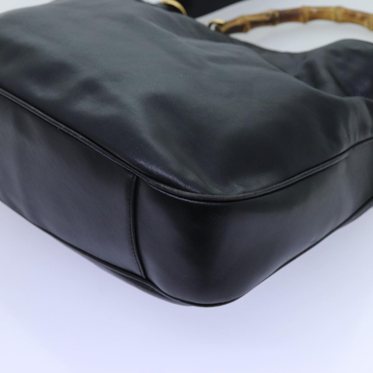 GUCCI Bamboo Hand Bag Leather 2way Black 001 1638 72735
