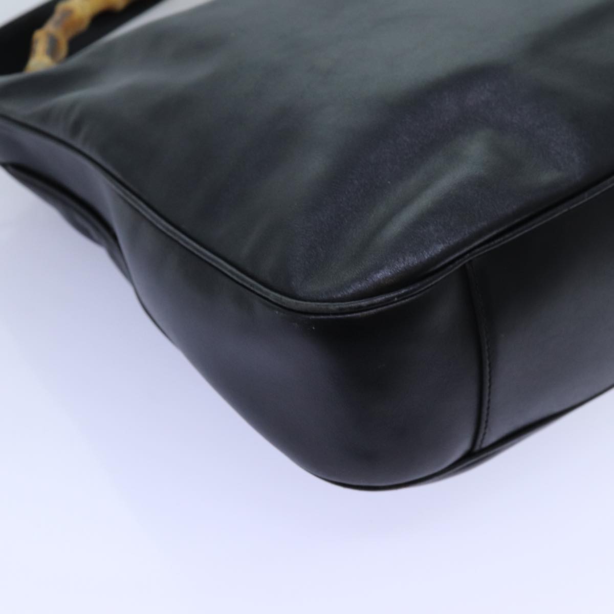 GUCCI Bamboo Hand Bag Leather 2way Black 001 1638 72735