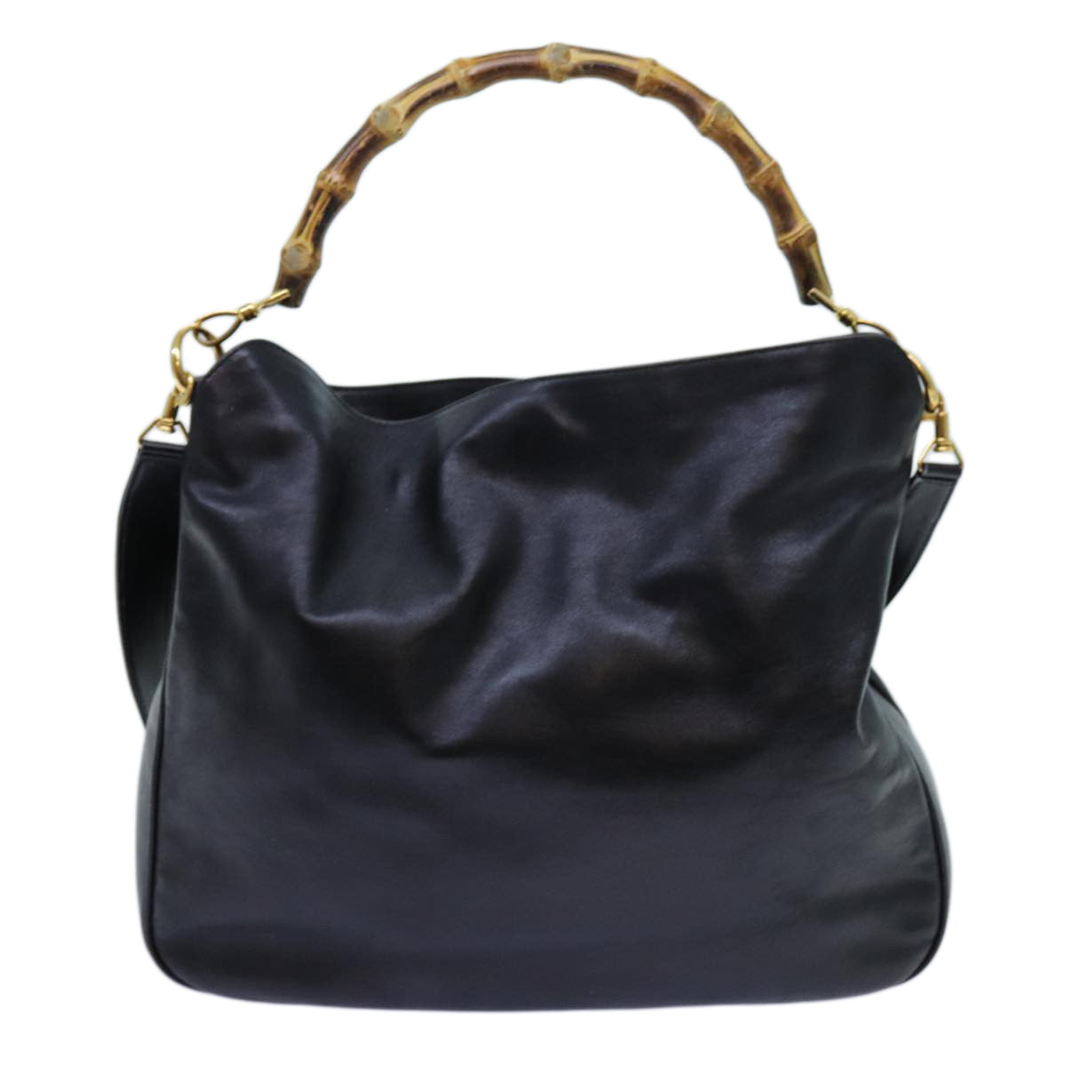 GUCCI Bamboo Hand Bag Leather 2way Black 001 1638 72735