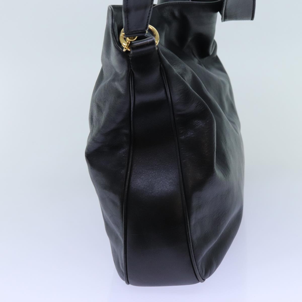 GUCCI Bamboo Hand Bag Leather 2way Black 001 1638 72735