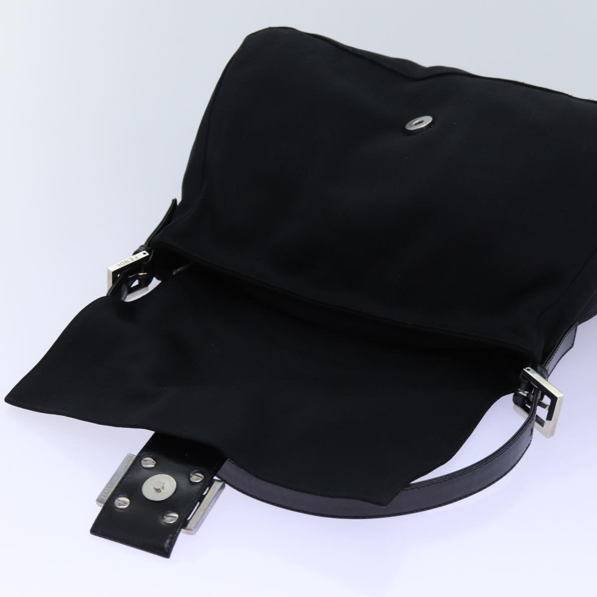 FENDI Mamma Baguette Shoulder Bag Nylon Black 72742