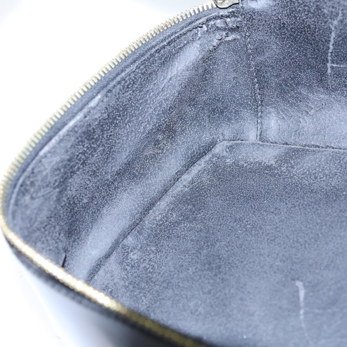 GUCCI Bamboo Vanity Cosmetic Pouch Patent leather Black 72757
