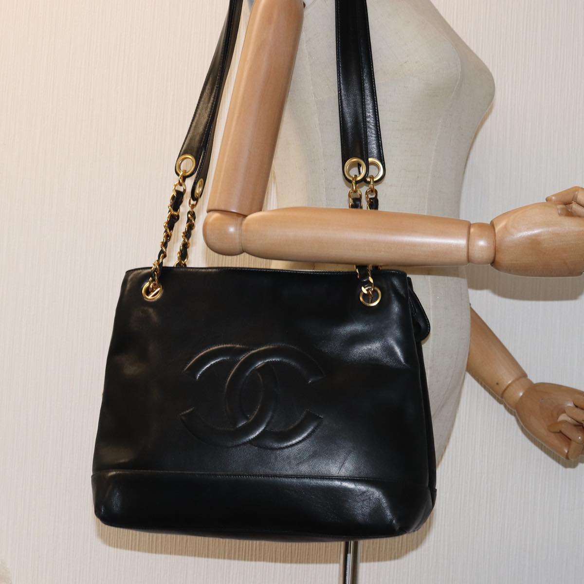 CHANEL COCO Mark Chain Shoulder Bag Lamb Skin Black CC 72768