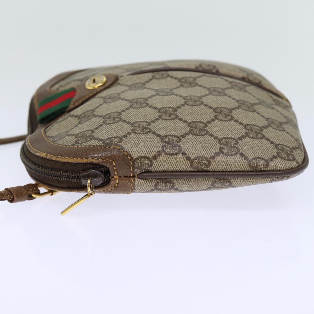 GUCCI GG Canvas Web Sherry Line Shoulder Bag PVC Beige Green Red 72786