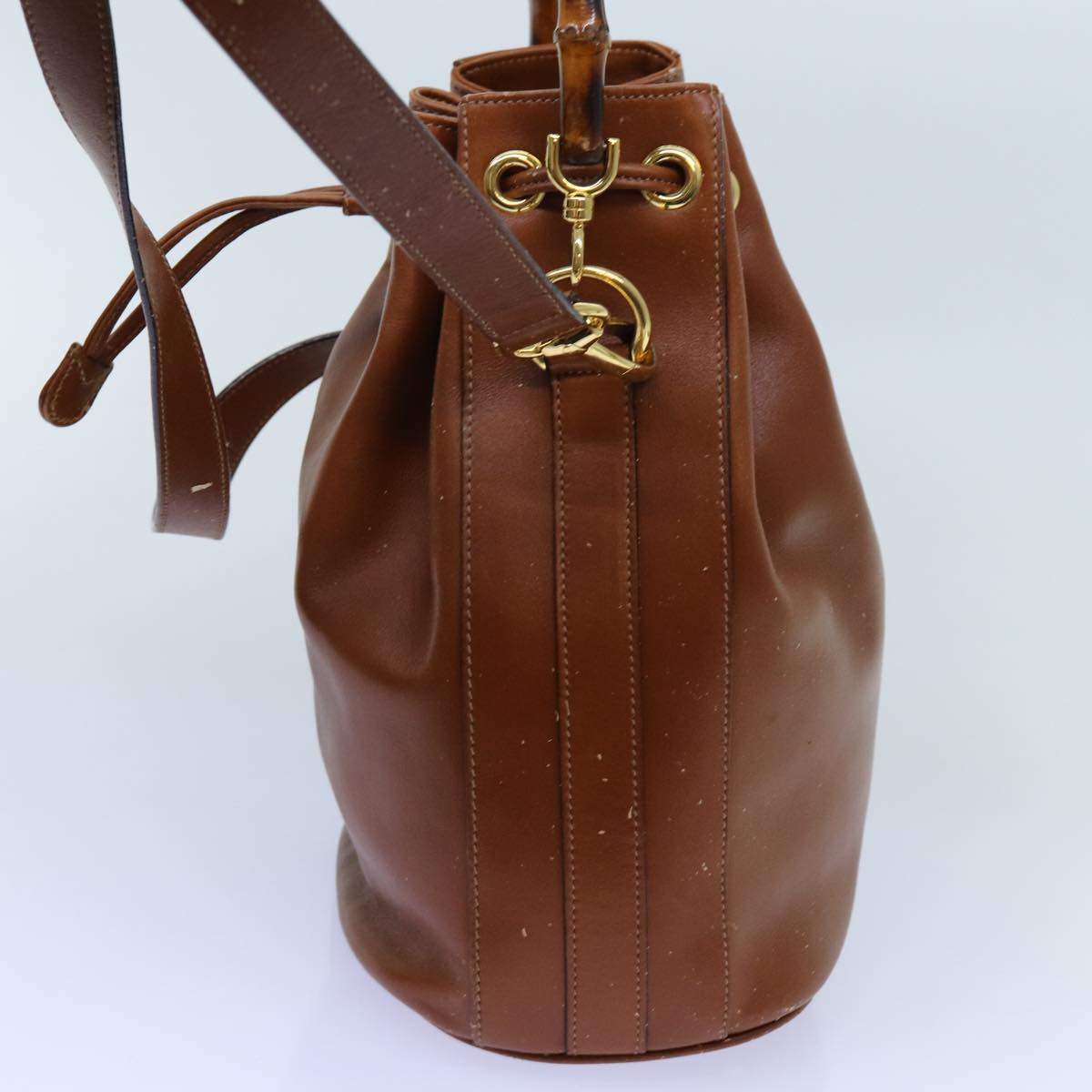 GUCCI Bamboo Hand Bag Leather 2way Brown 001 2865 1657 72828