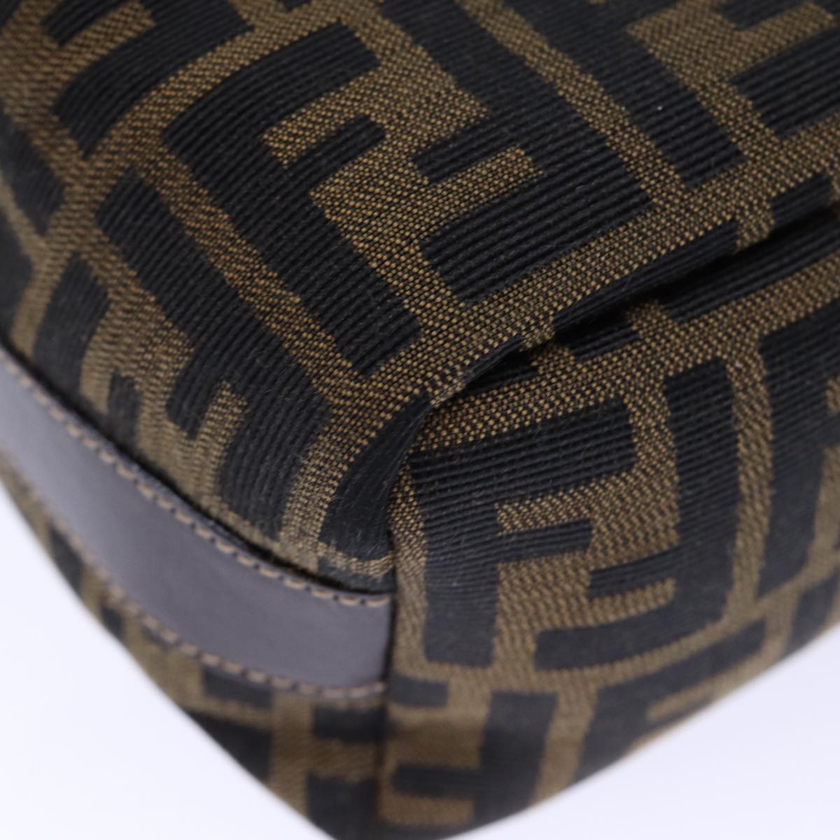 FENDI Zucca Canvas Hand Bag Brown Black 72861