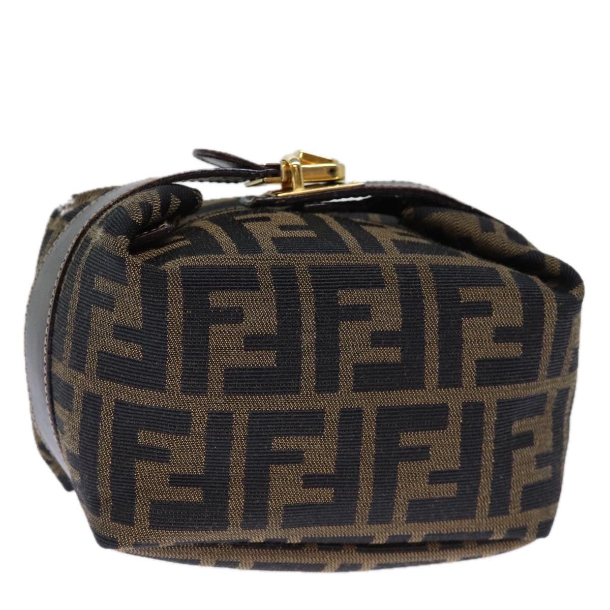 FENDI Zucca Canvas Hand Bag Brown Black 72861