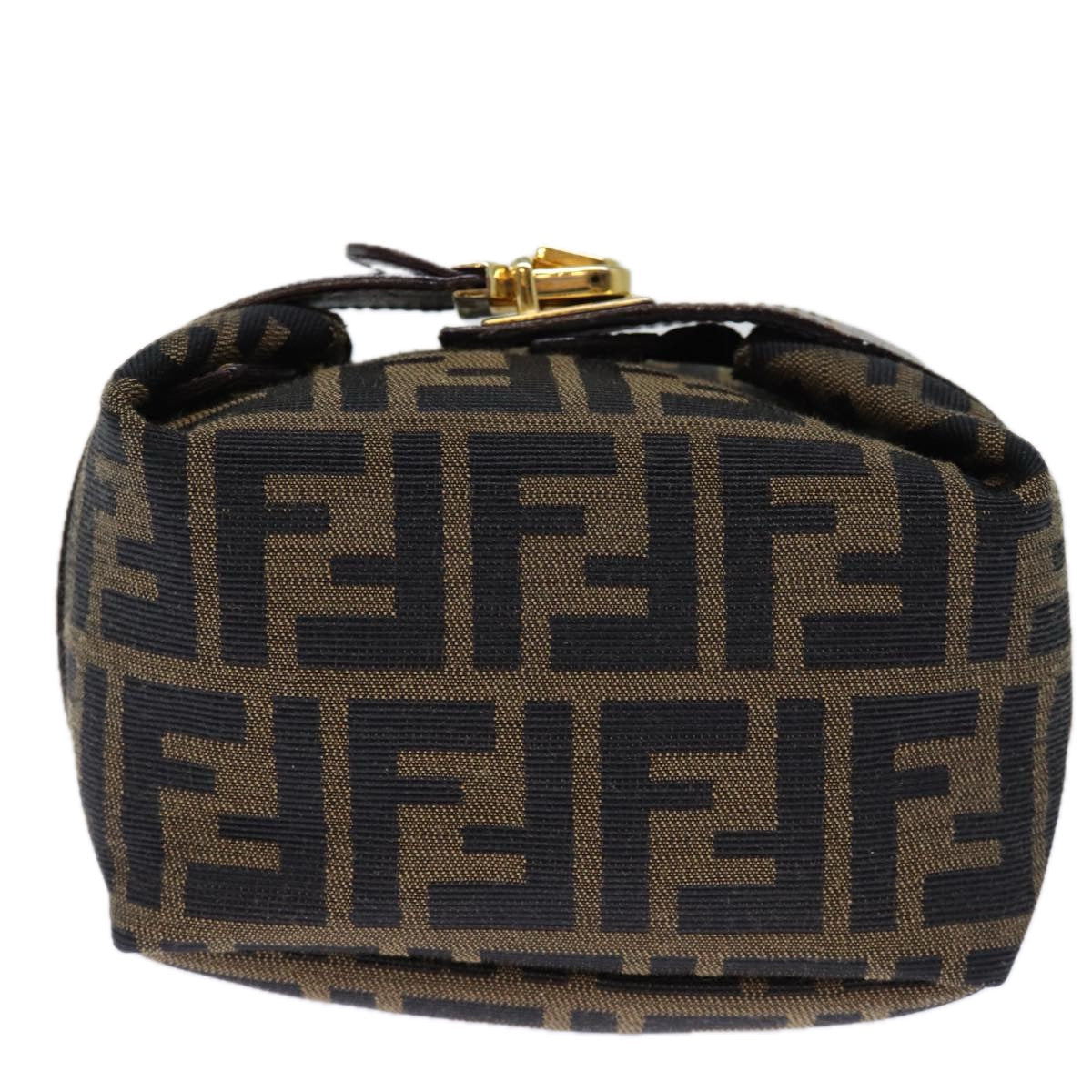 FENDI Zucca Canvas Hand Bag Brown Black 72861