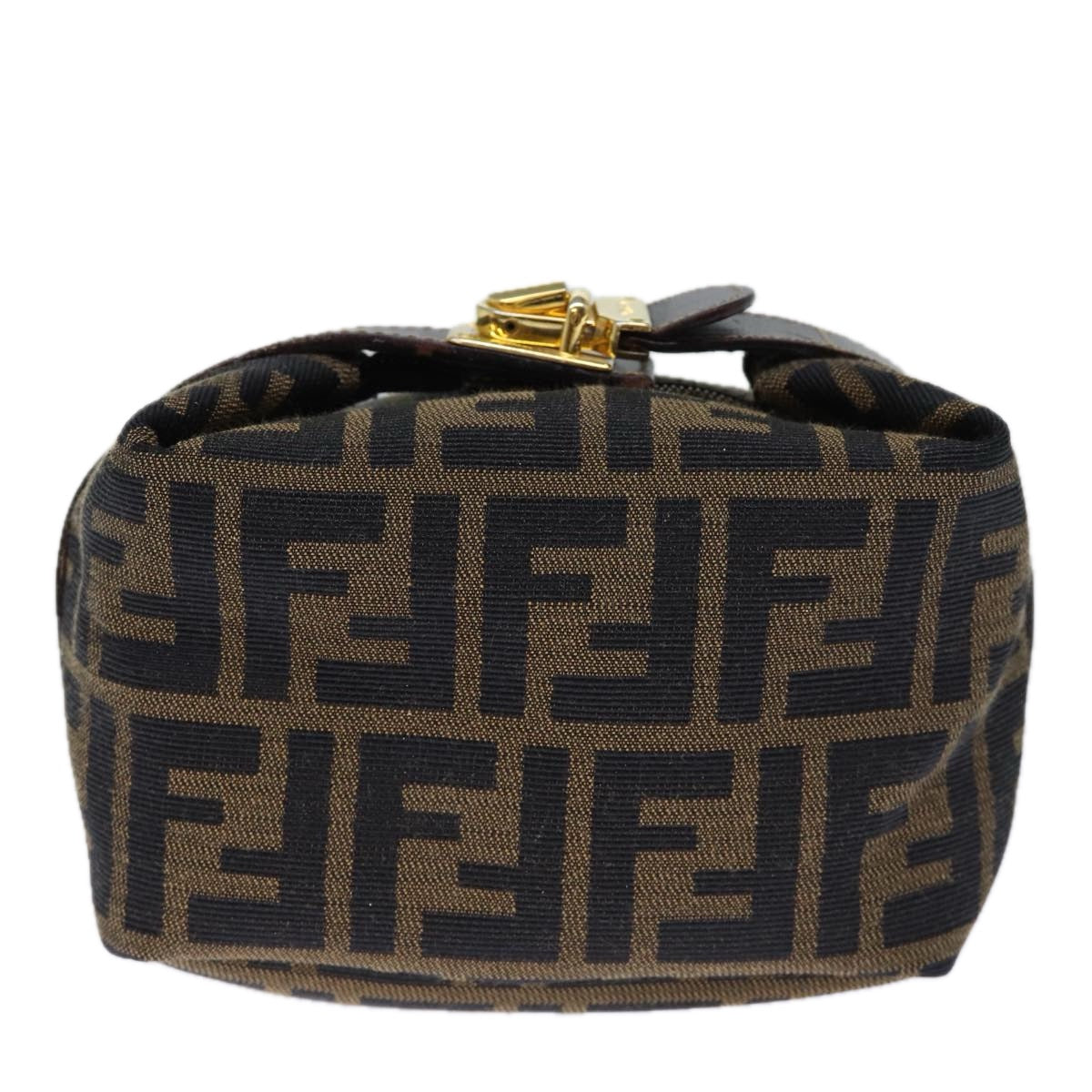 FENDI Zucca Canvas Hand Bag Brown Black 72861