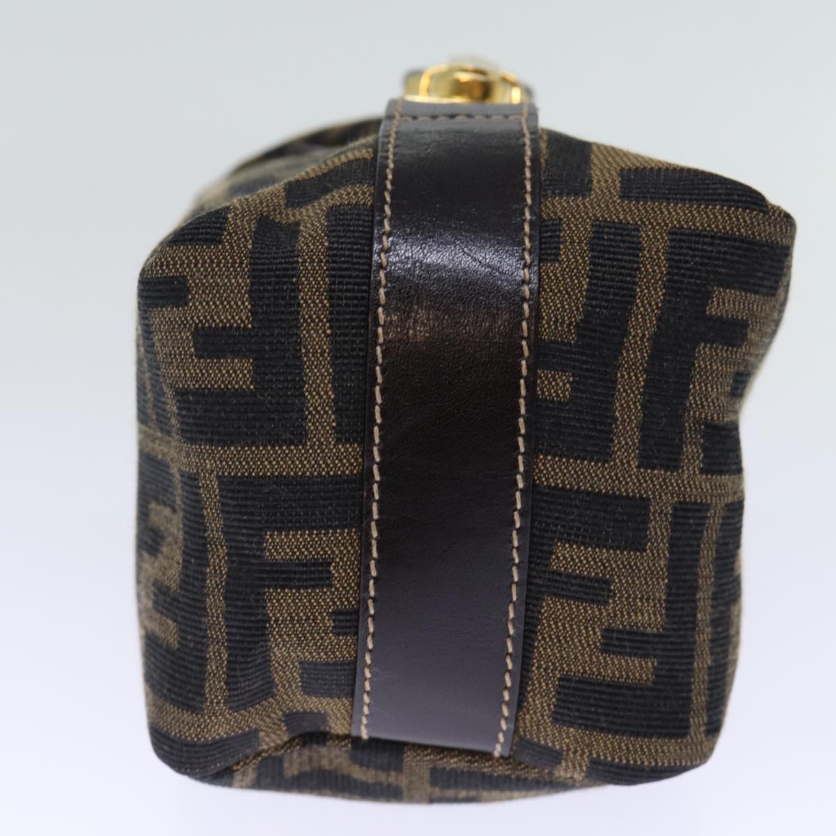 FENDI Zucca Canvas Hand Bag Brown Black 72861