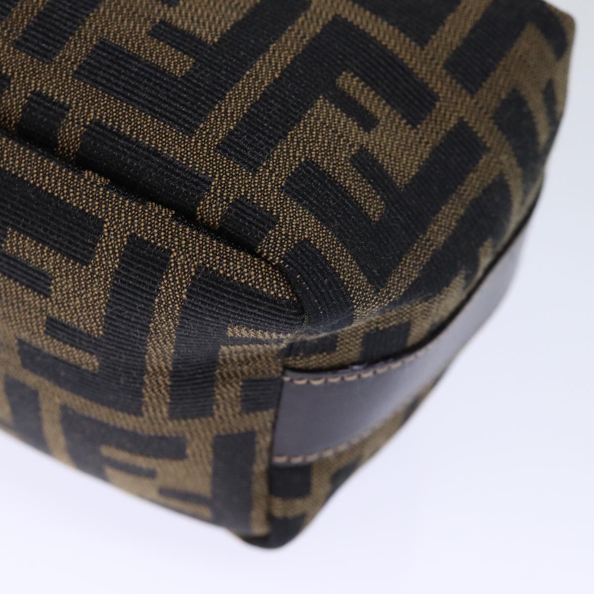 FENDI Zucca Canvas Hand Bag Brown Black 72861