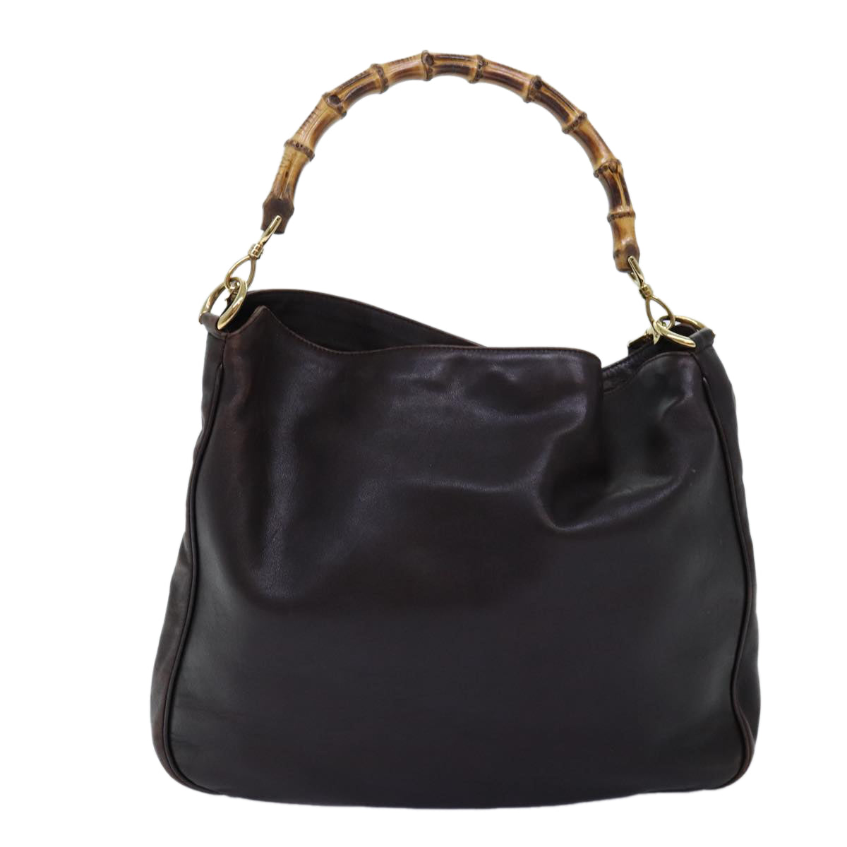 GUCCI Bamboo Shoulder Bag Leather 2way Brown 72968