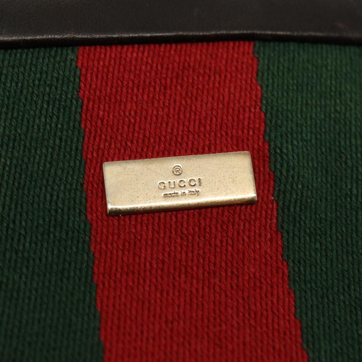 GUCCI Web Sherry Line Shoulder Bag Canvas Beige Green Red 001 4231 73115