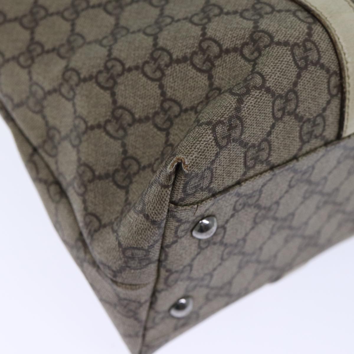 GUCCI GG Canvas Tote Bag PVC Beige 114595 73116
