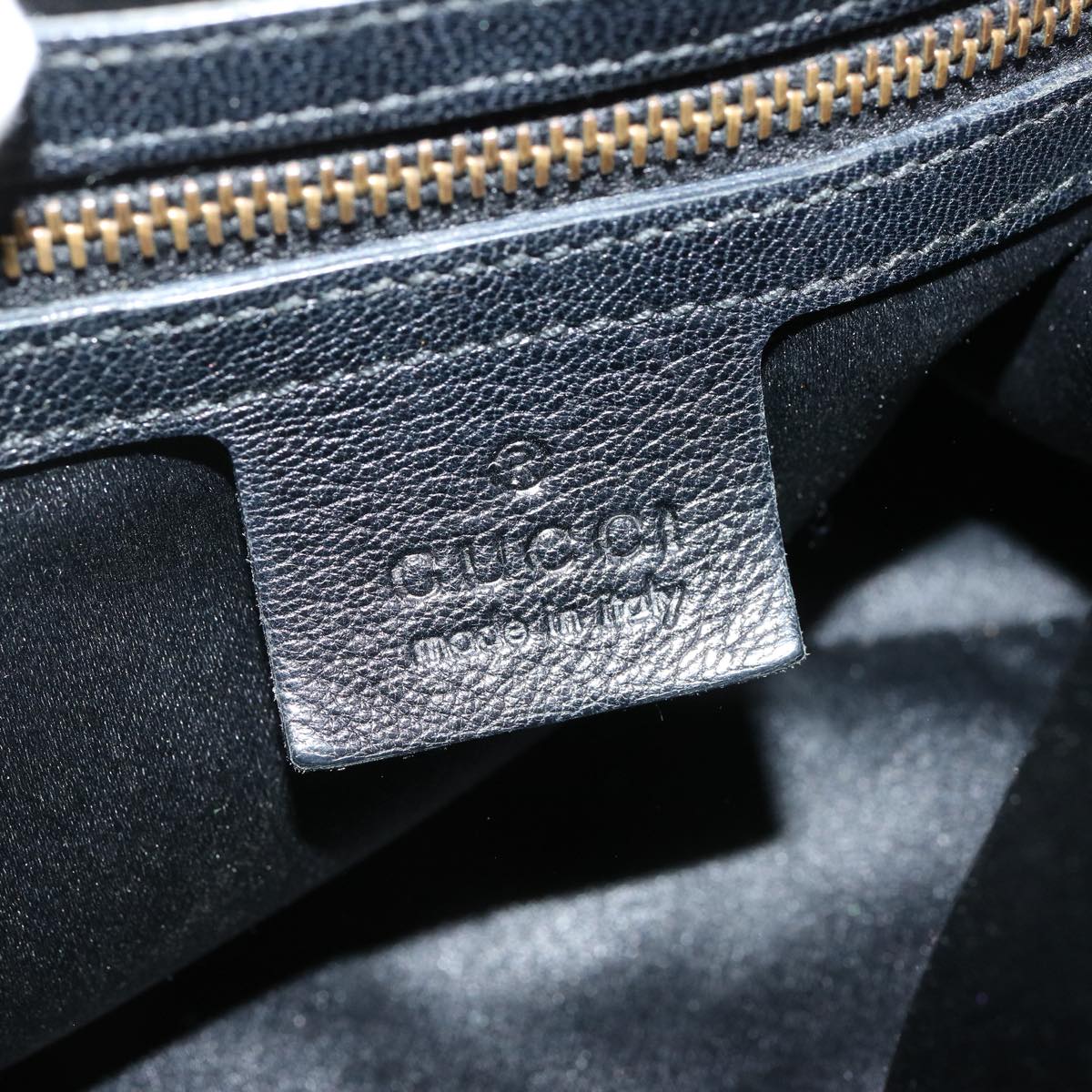 GUCCI Hand Bag Leather Black Yellow 128989 73119