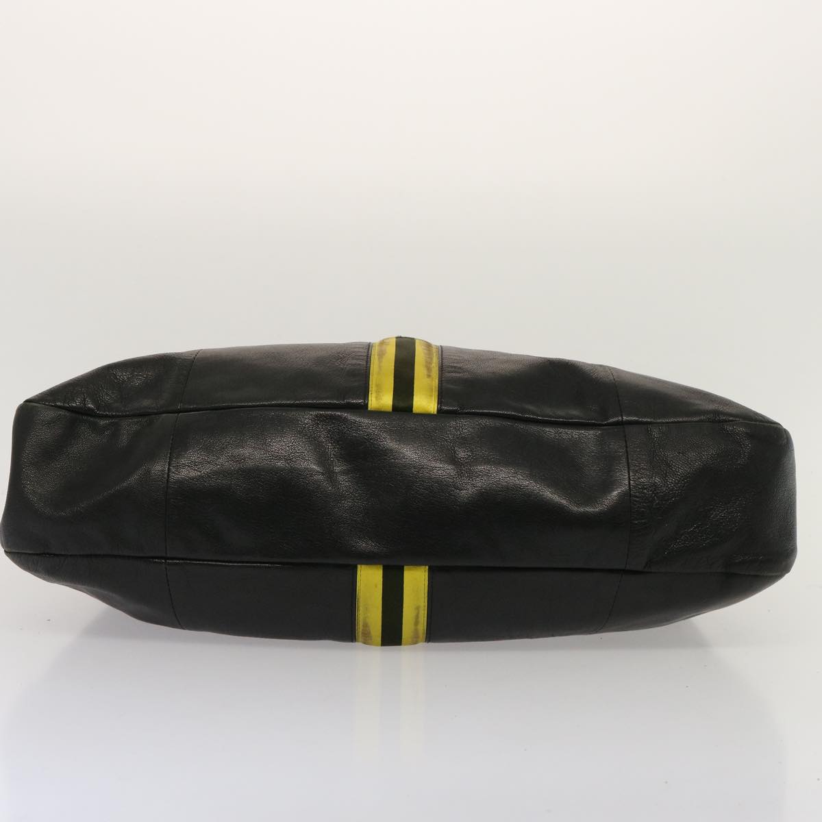 GUCCI Hand Bag Leather Black Yellow 128989 73119