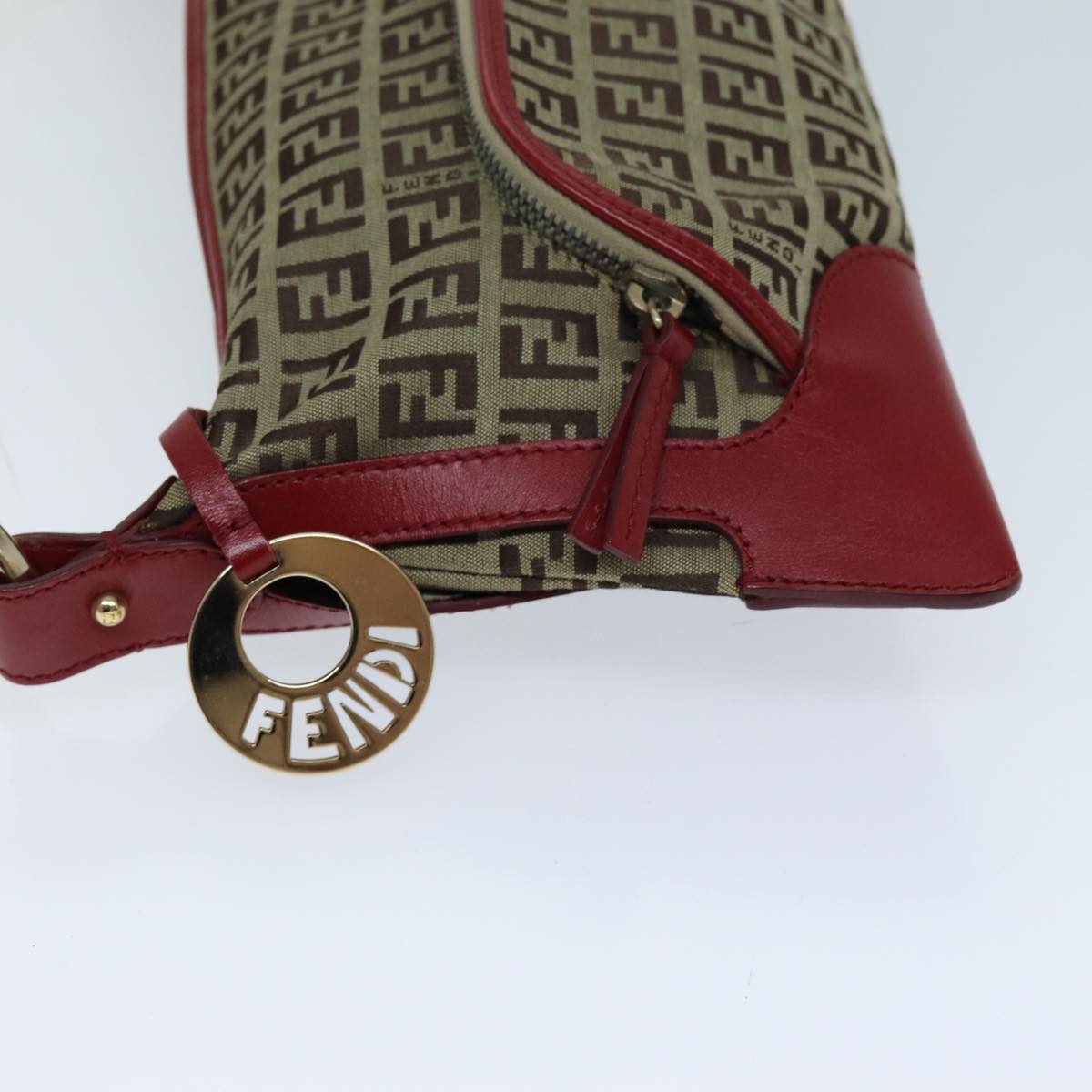FENDI Zucchino Canvas Shoulder Bag Beige 73133