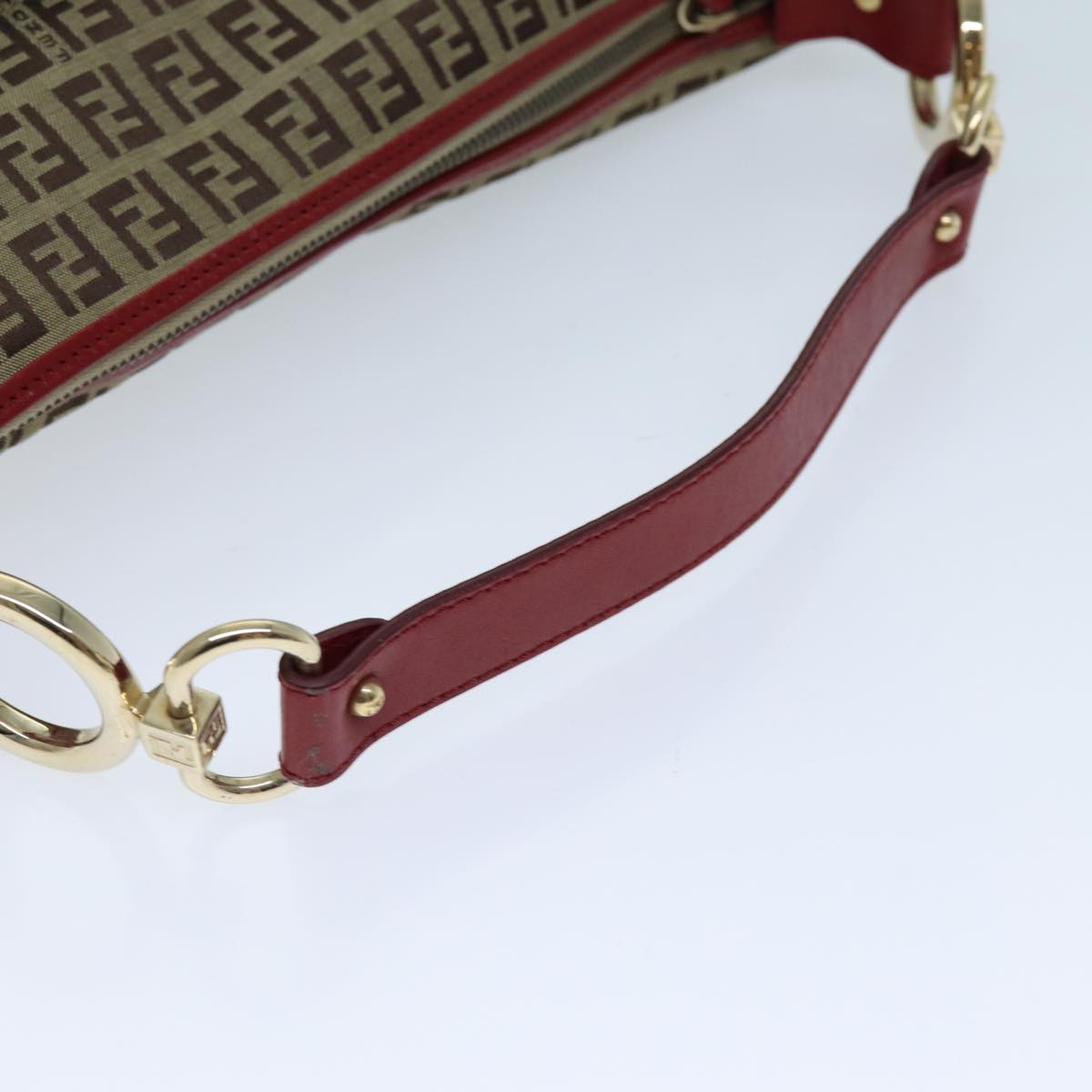 FENDI Zucchino Canvas Shoulder Bag Beige 73133
