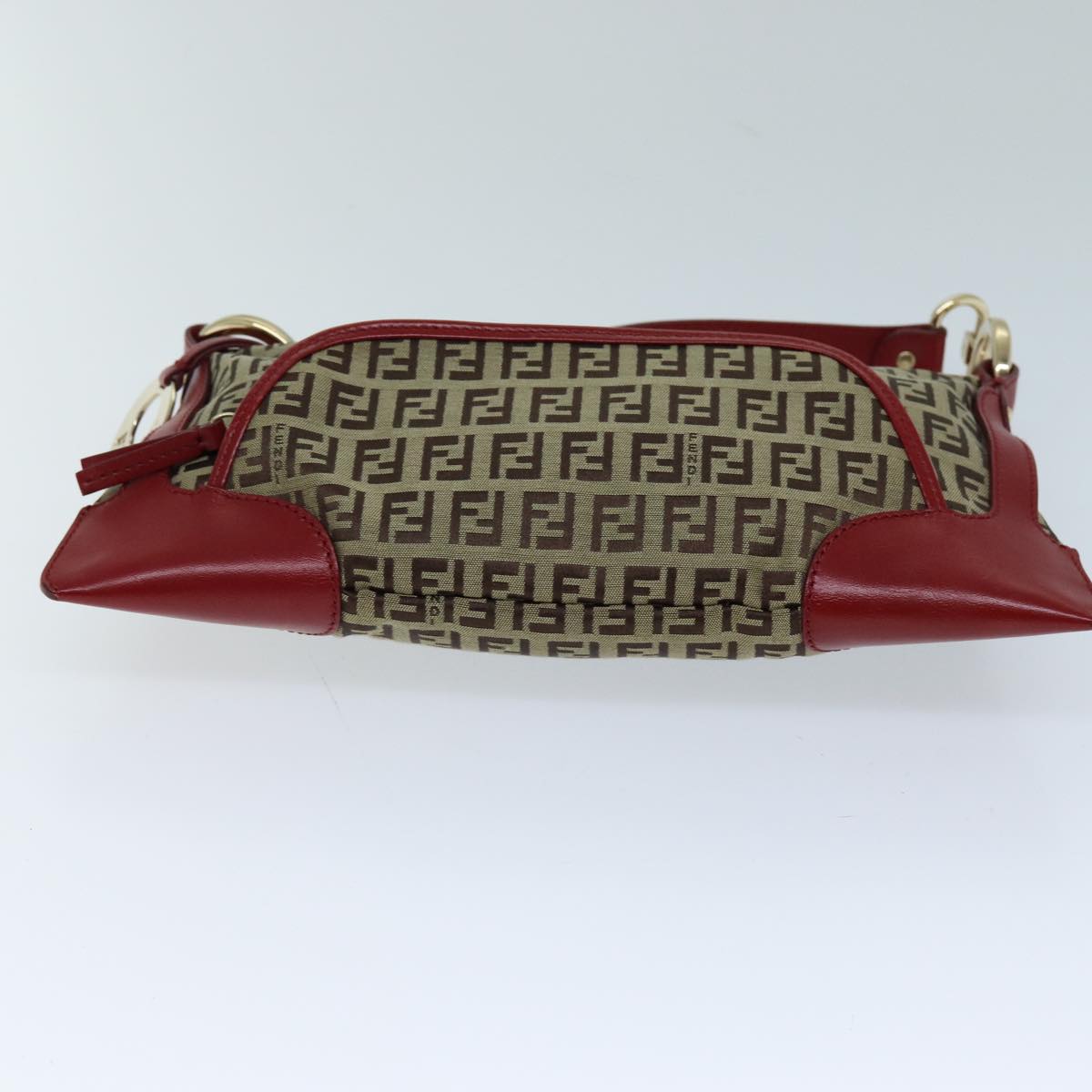 FENDI Zucchino Canvas Shoulder Bag Beige 73133