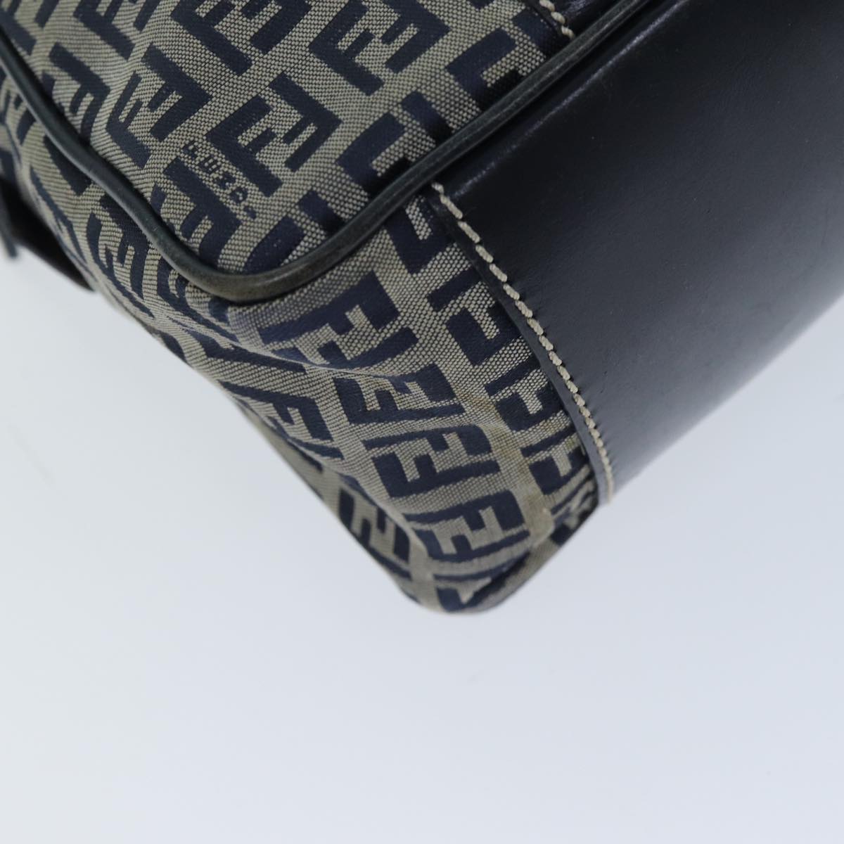 FENDI Zucchino Canvas Hand Bag Navy 73134