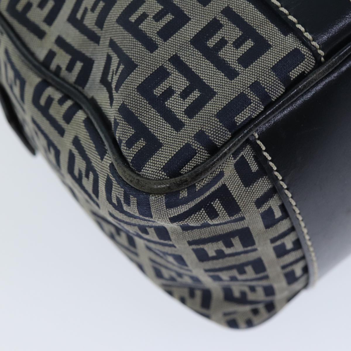 FENDI Zucchino Canvas Hand Bag Navy 73134