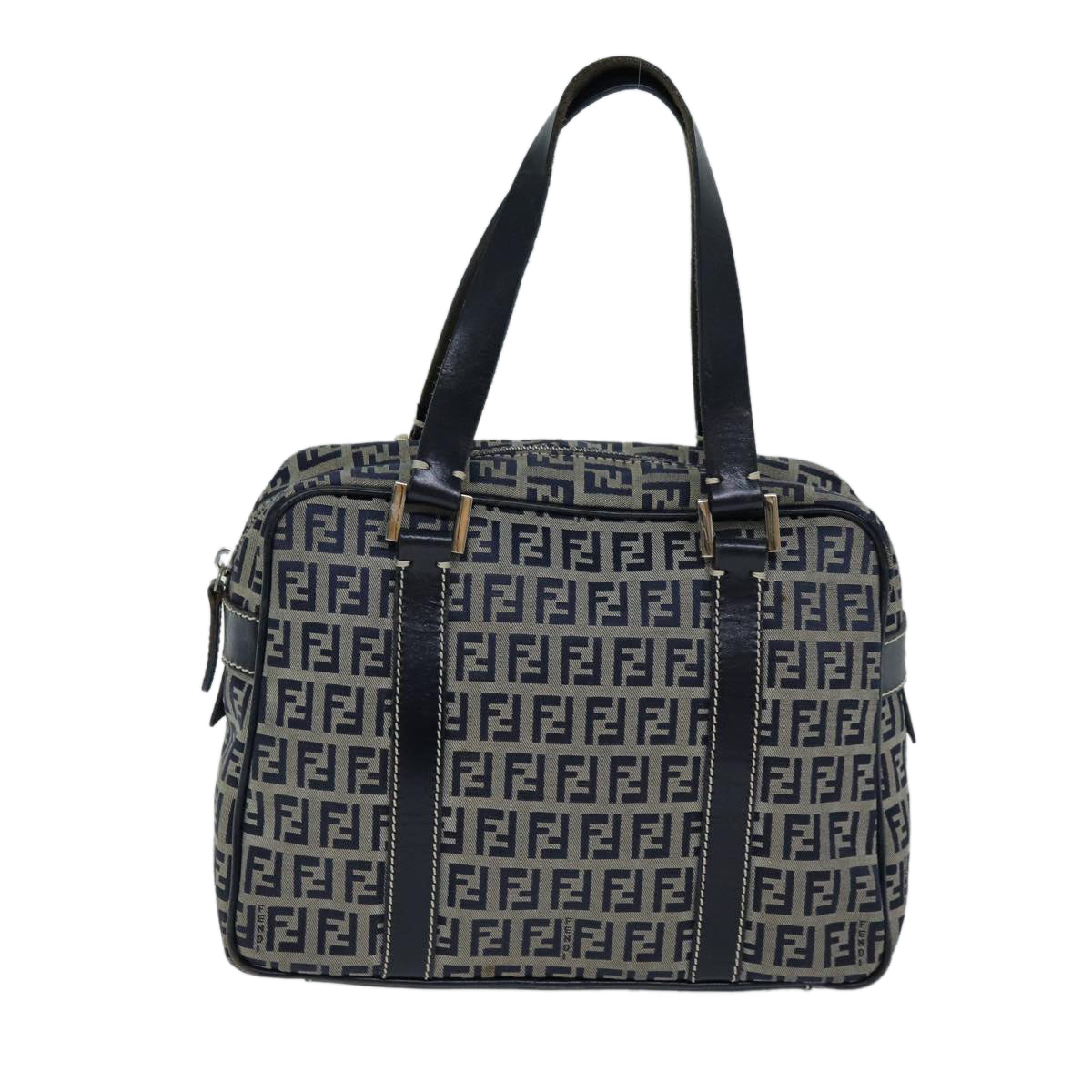 FENDI Zucchino Canvas Hand Bag Navy 73134