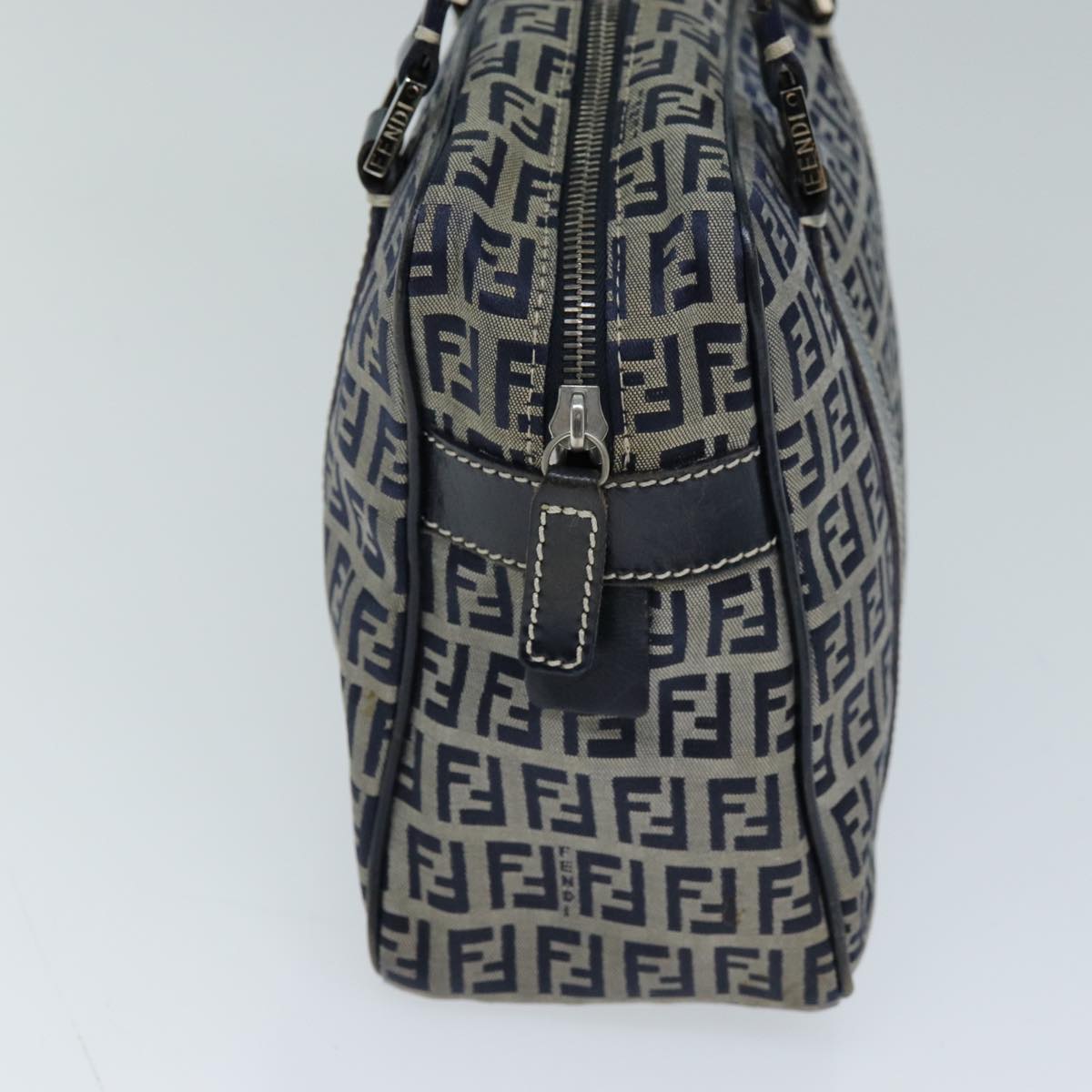 FENDI Zucchino Canvas Hand Bag Navy 73134