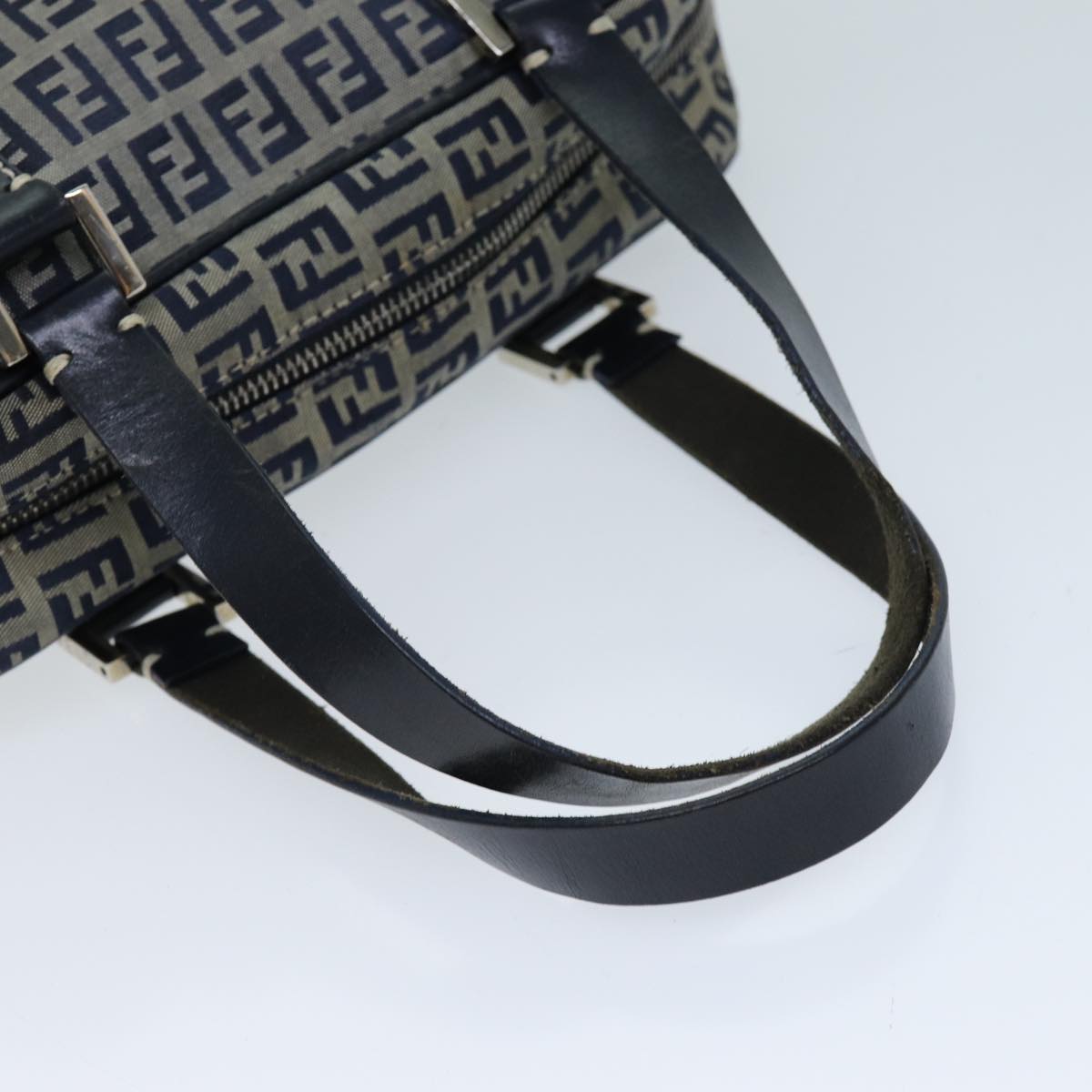 FENDI Zucchino Canvas Hand Bag Navy 73134