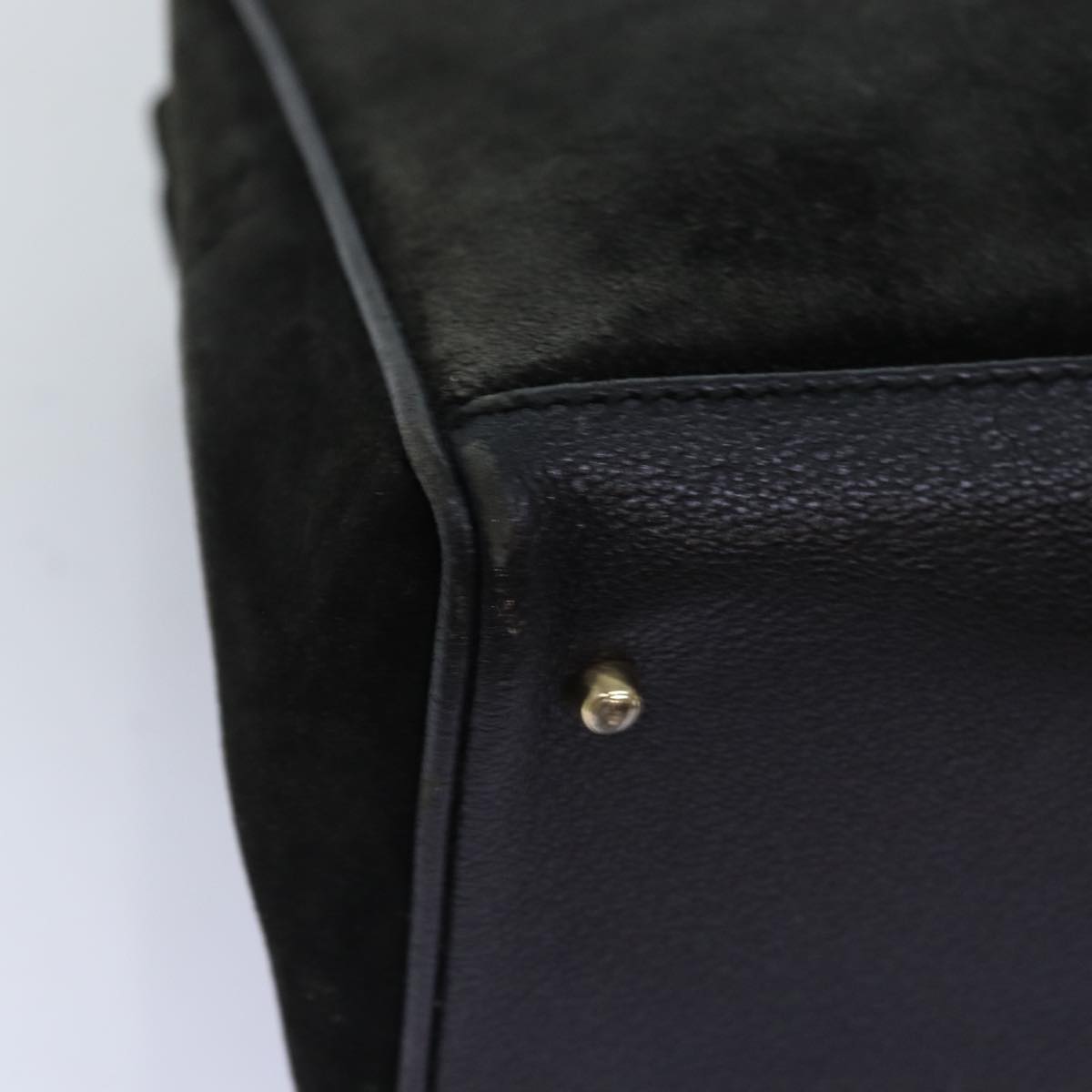GUCCI Bamboo Hand Bag Suede 2way Black 002 123 0322 73157