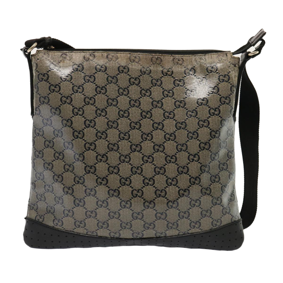 GUCCI GG Crystal Shoulder Bag Black Beige 145857 73231