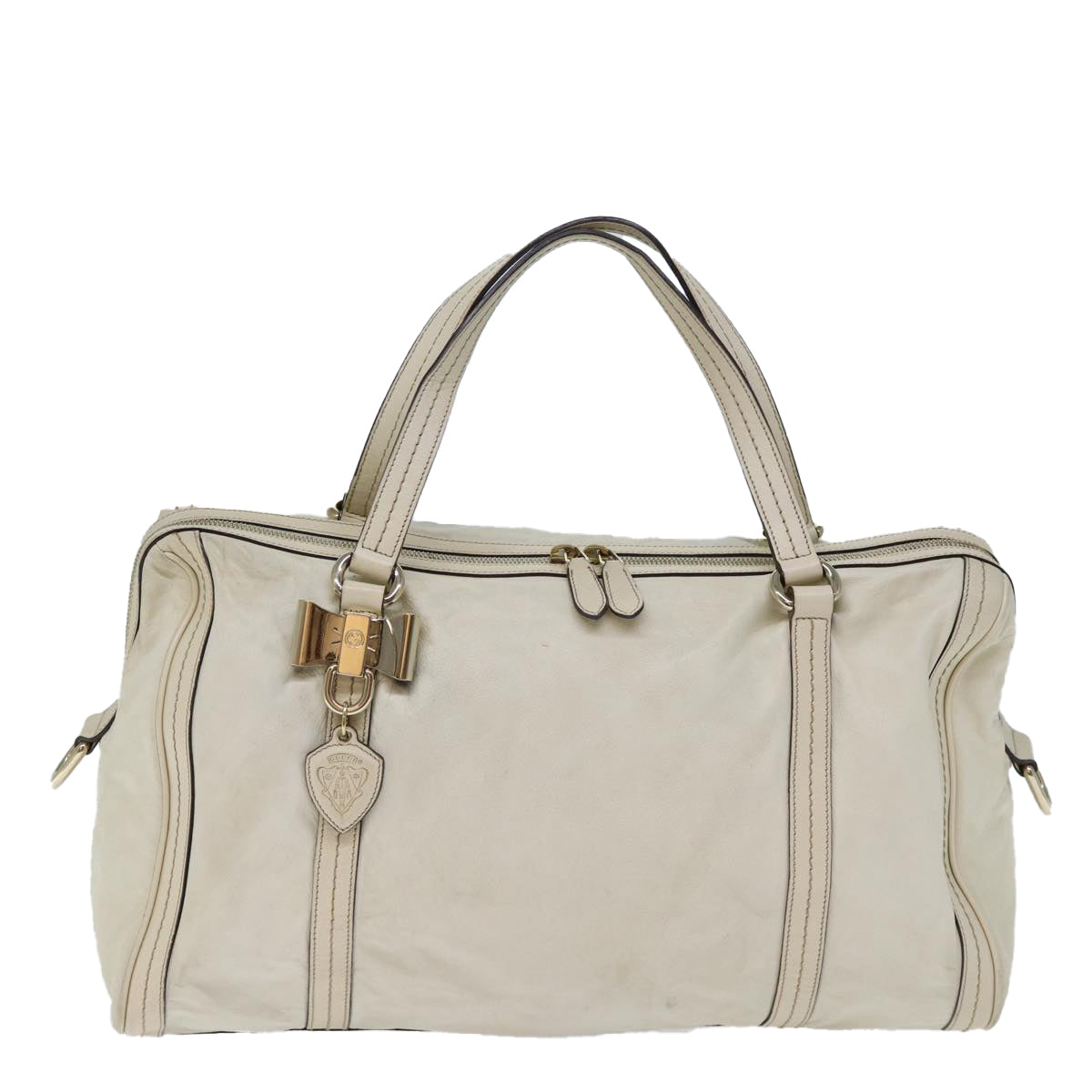 GUCCI Hand Bag Leather White 181488 73235