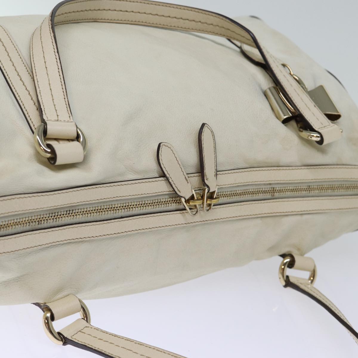 GUCCI Hand Bag Leather White 181488 73235