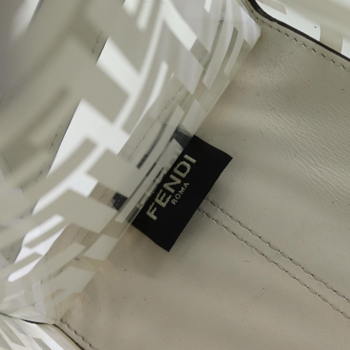 FENDI Zucca Canvas Hand Bag Vinyl 2way White 73258A