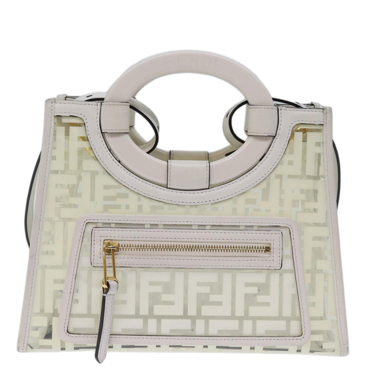 FENDI Zucca Canvas Hand Bag Vinyl 2way White 73258A