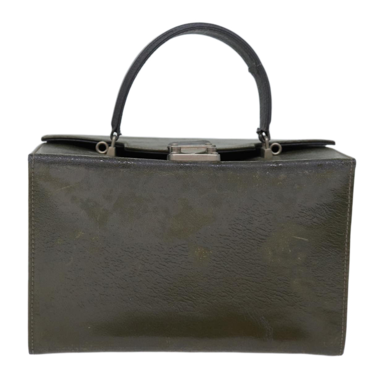 FENDI Vanity Hand Bag Leather Khaki 73352