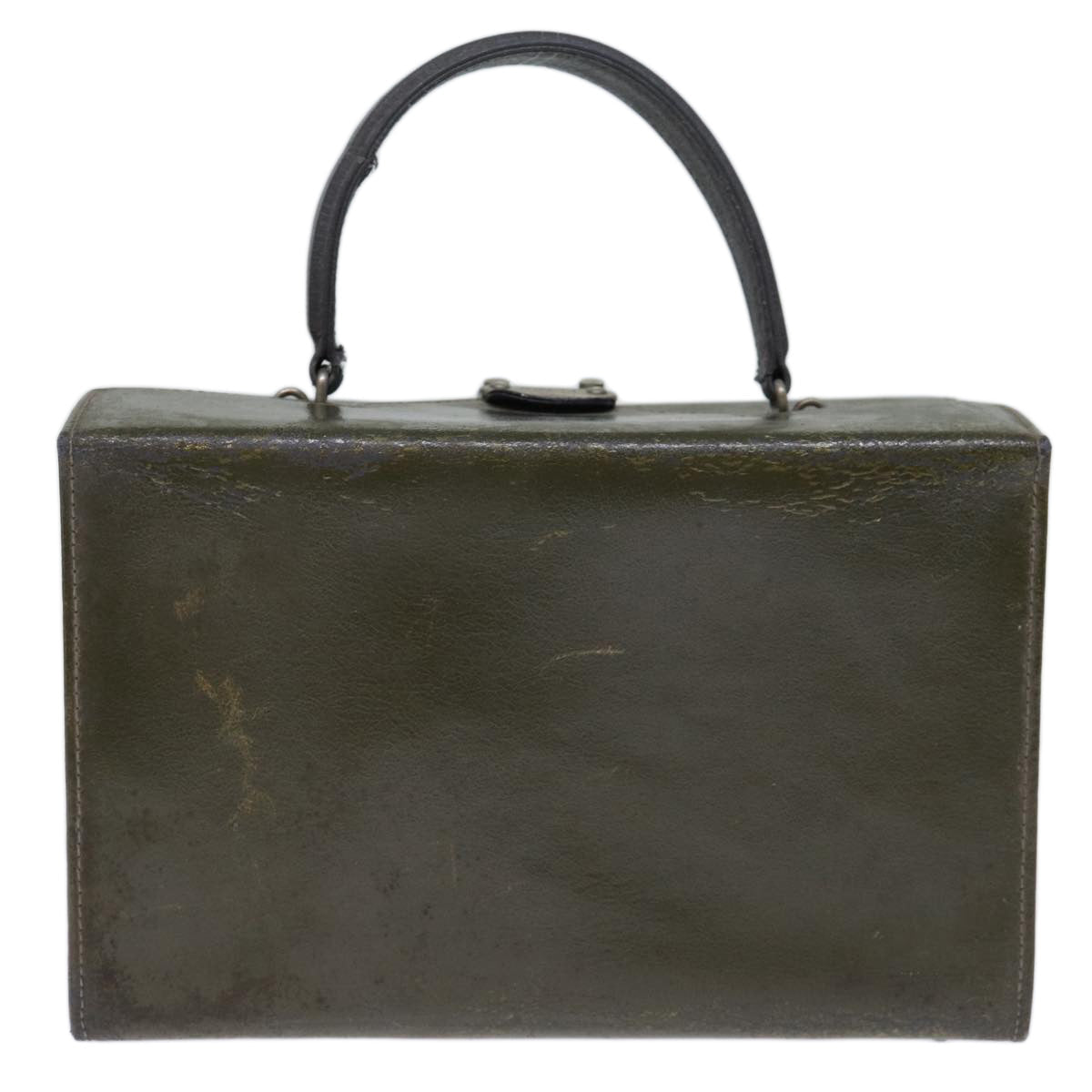 FENDI Vanity Hand Bag Leather Khaki 73352